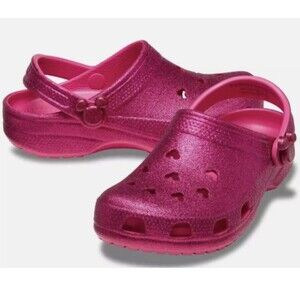 Disney Parks Mickey Icon Pink Sparkle Glitter Clogs Crocs Men 7 Women 9 NWT